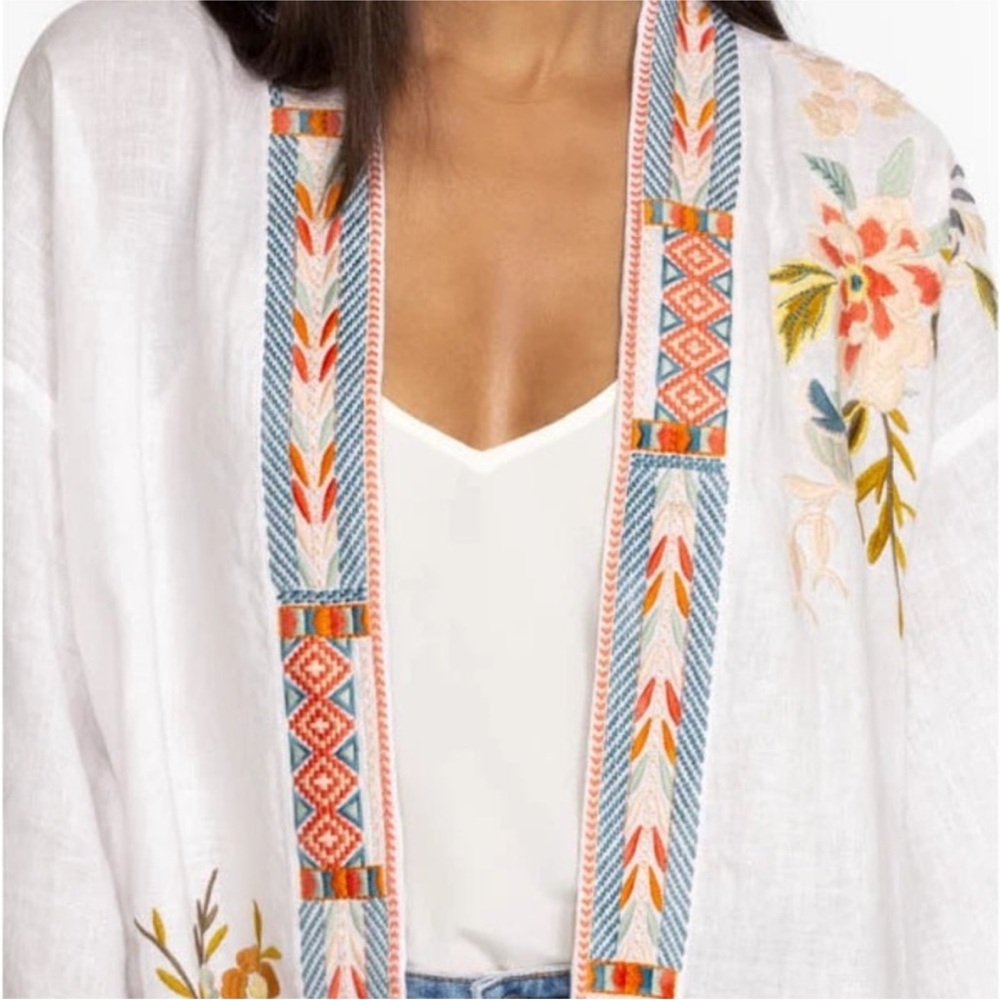 Johnny Was heavily embroidered CERETTI LINEN KIMONO/JACKET RARE - Picture 5 of 10
